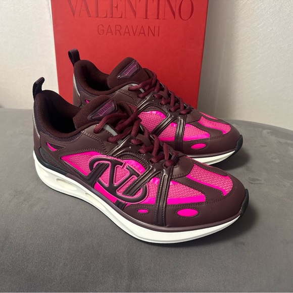 New Mens Valentino Garavani VLogo Easy Jog Sneakers Rubin/Pink Sz42 $1050 - Picture 2 of 8
